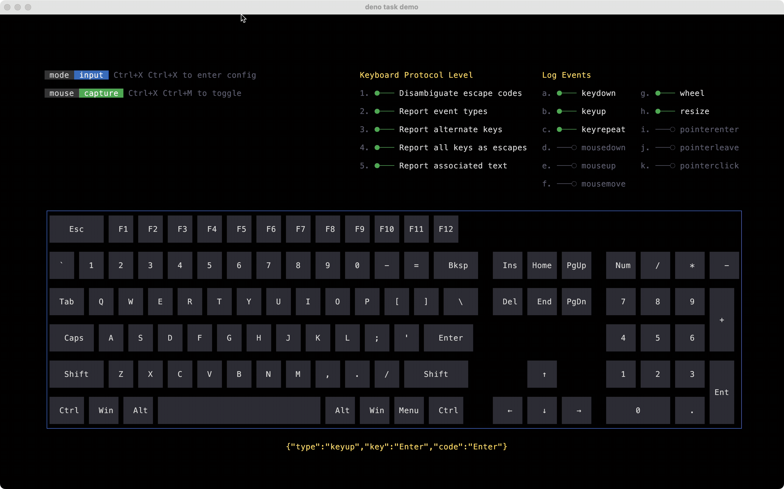 Keyboard events demo